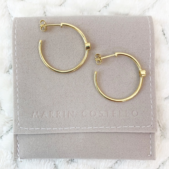 Marrin Costello 14k Gold Plated & White Topaz Hoop Earrings & Bracelet Set - Picture 3 of 11